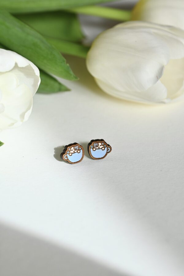 Earrings "Cat in a blue cup" - Image 3