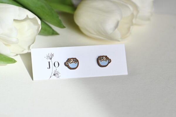 Earrings "Cat in a blue cup"