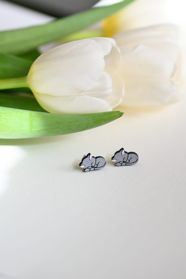 Earrings "Gray sleeping cat" - Image 6