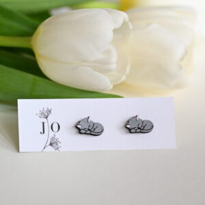 Earrings "Gray sleeping cat"