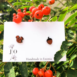 Earrings "Squirrel with a nut"