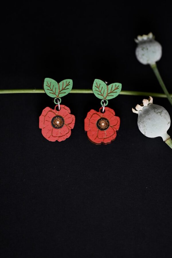 Dangle earrings “Poppy Flower” - Image 3