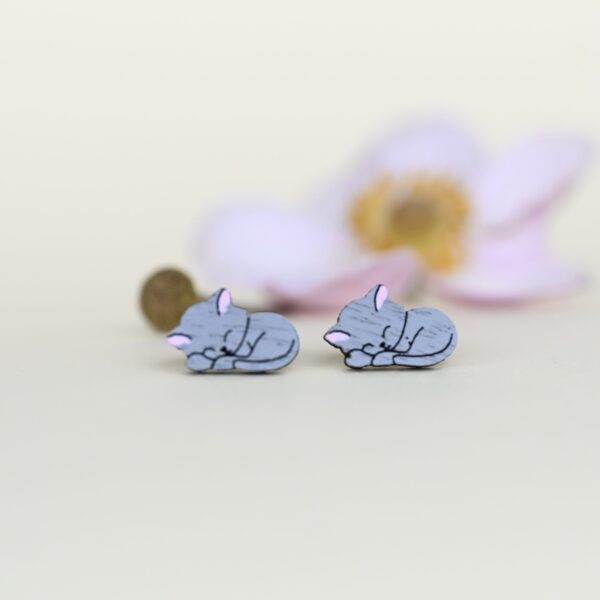 Earrings "Gray sleeping cat" - Image 4