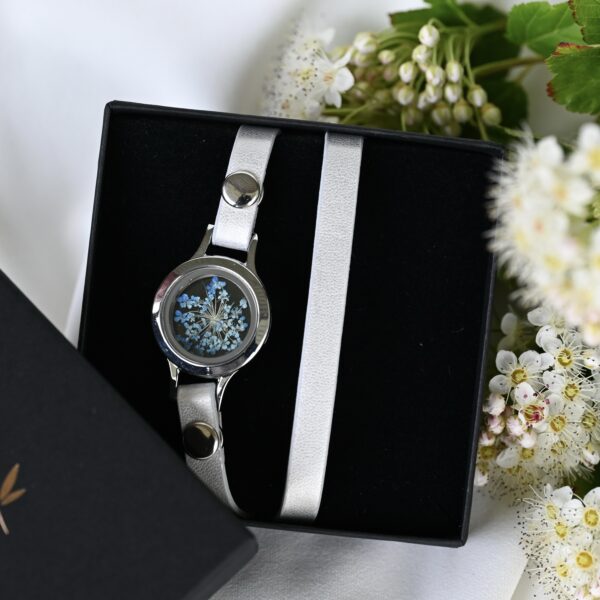 TAIM Leather Bracelet "Silver Blue”