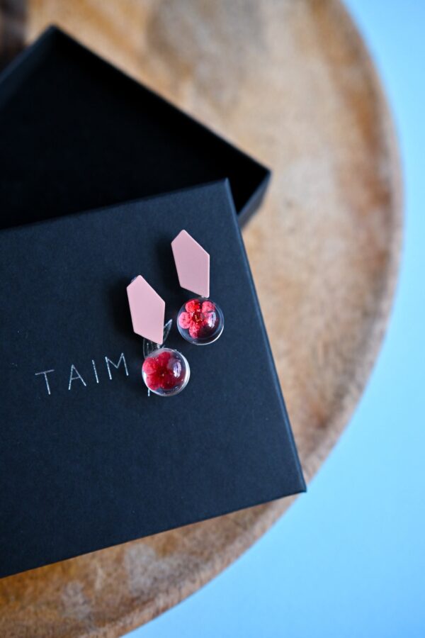 TAIM Earrings  “Light pink Cherry red”