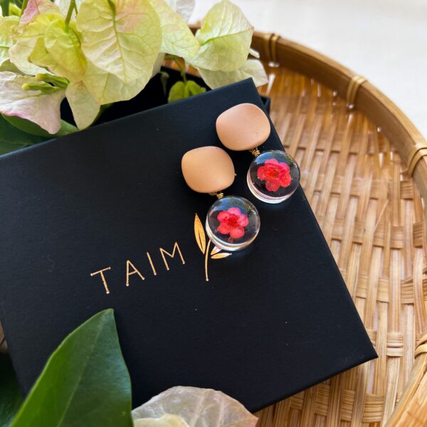TAIM Earrings  “Round Orange Red Cherry”