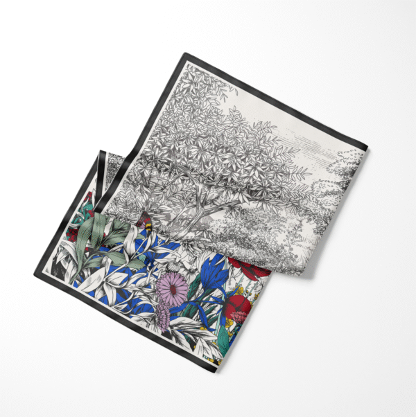 Silk Scarf "Botanical Garden Black" – 110 × 110 cm - Image 3
