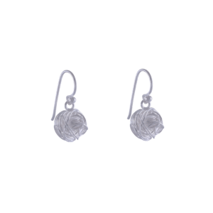 Kanela Silver Drop Earrings "Threadball"