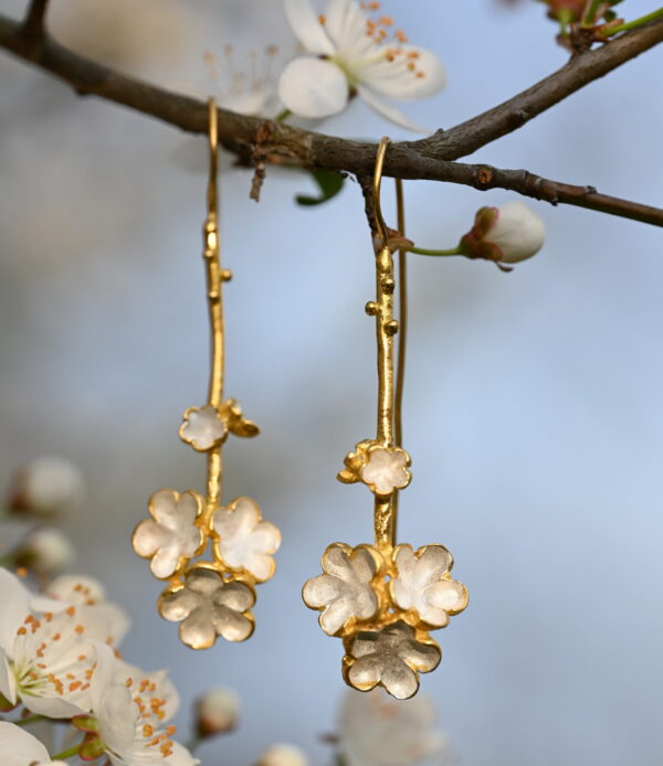 Kanela Silver Earrings "Gold Blossom Earrings" - Image 2