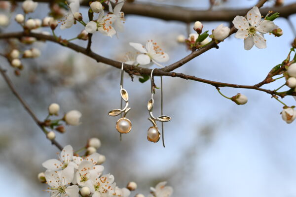 Kanela Silver Earrings "Pearl Rose" - Image 2
