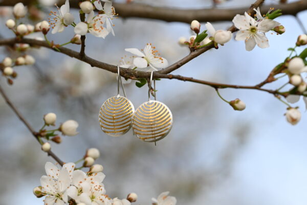 Kanela Silver Earrings "Gold Lines" - Image 2