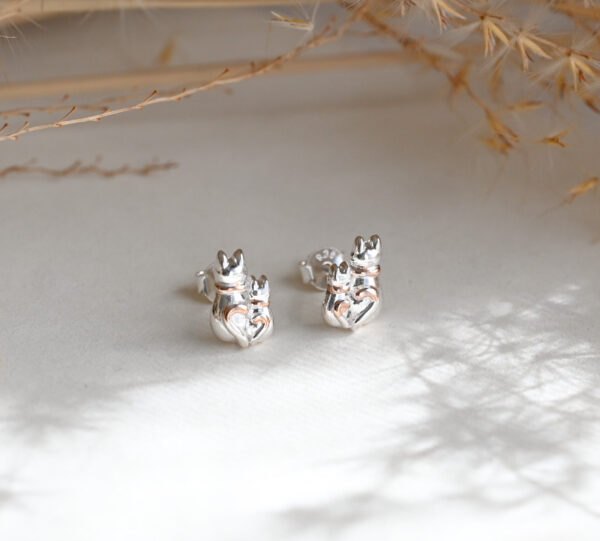 Kanela Silver Earrings "Cat Love"