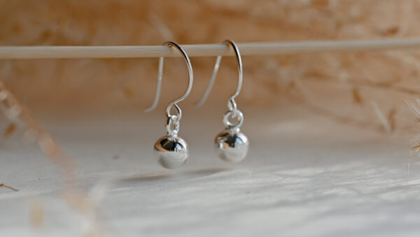 Kanela Silver Drop Earrings "Ball Medium" - Image 2