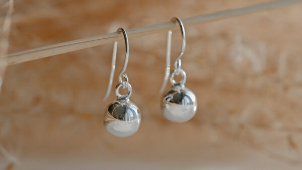Kanela Silver Drop Earrings "Ball Medium" - Image 3