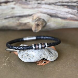 Hilpharakas Leather Bracelet "Single thread Metal"