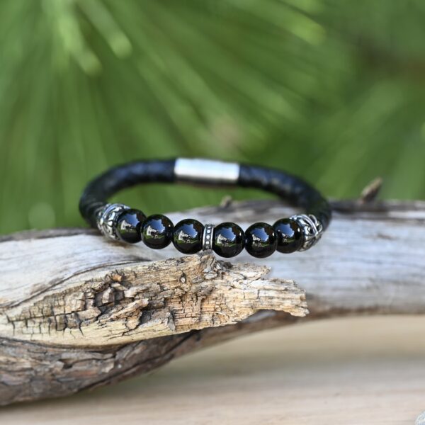 Hilpharakas Leather Bracelet "Glossy Onyx" - Image 2
