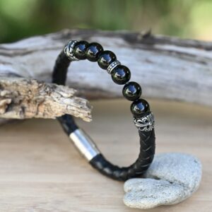 Hilpharakas Leather Bracelet "Glossy Onyx"