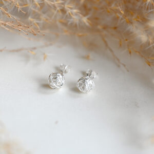 Kanela Silver Stud Earrings "Threadball"