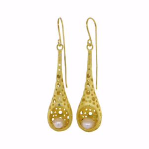 Kanela Silver Earrings "Golden Hive Drops"