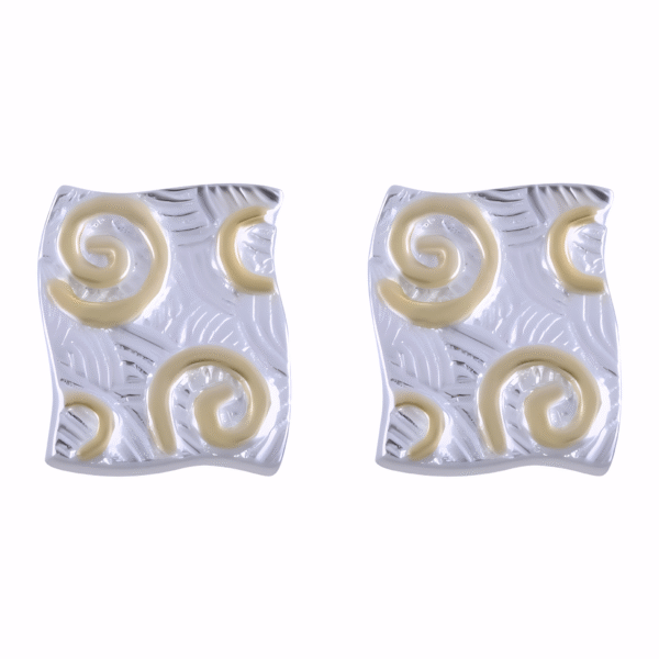 Kanela Silver Earrings "Twist of Gold"
