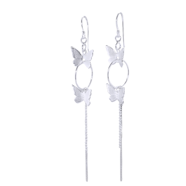 Kanela Silver Earrings "Hanging Butterfly"