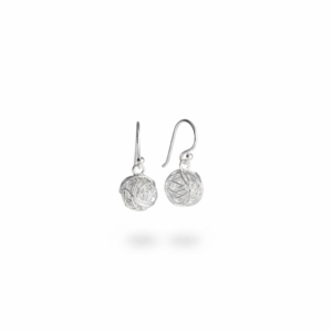 Kanela Silver Drop Earrings "Threadball"
