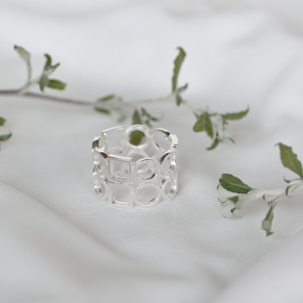 Kanela Silver Ring "Geometric"