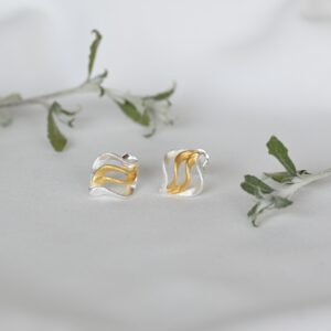 Kanela Silver Earrings "Gold waves"