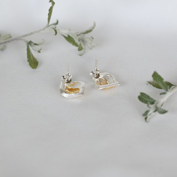 Kanela Silver Earrings "Gold waves" - Image 2