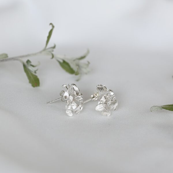 Kanela Silver Stud Earrings "Coral Bloom" - Image 2