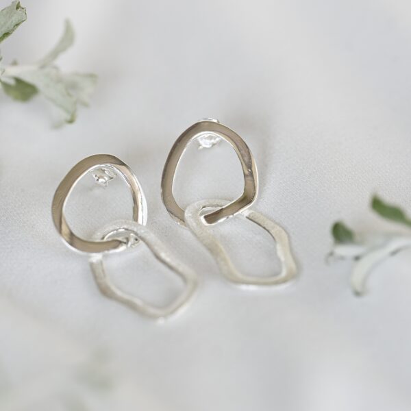 Kanela Silver Stud Earrings "Geometry" - Image 3