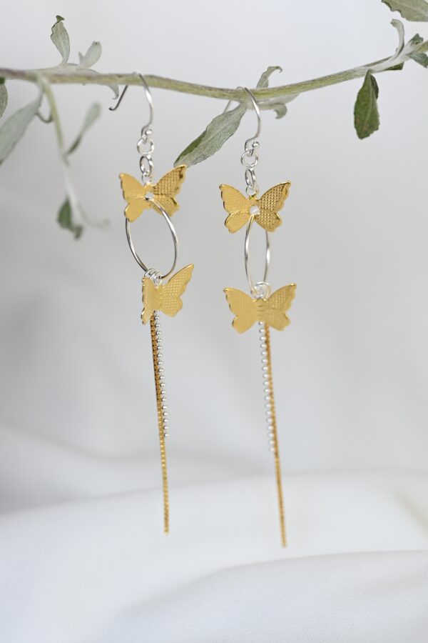 Kanela Silver Earrings "Gold butterflies" - Image 3