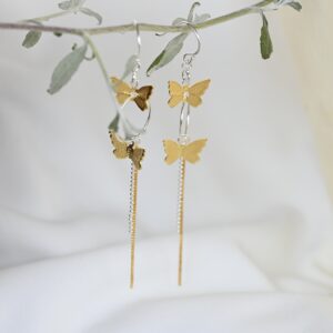 Kanela Silver Earrings "Gold butterflies"
