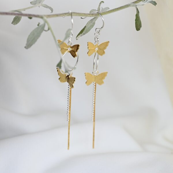 Kanela Silver Earrings "Gold butterflies"