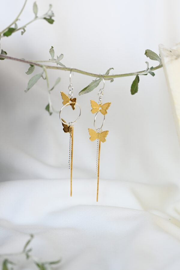 Kanela Silver Earrings "Gold butterflies" - Image 2