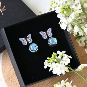 JO x TAIM Blue Cherry Blossom Butterfly Earrings