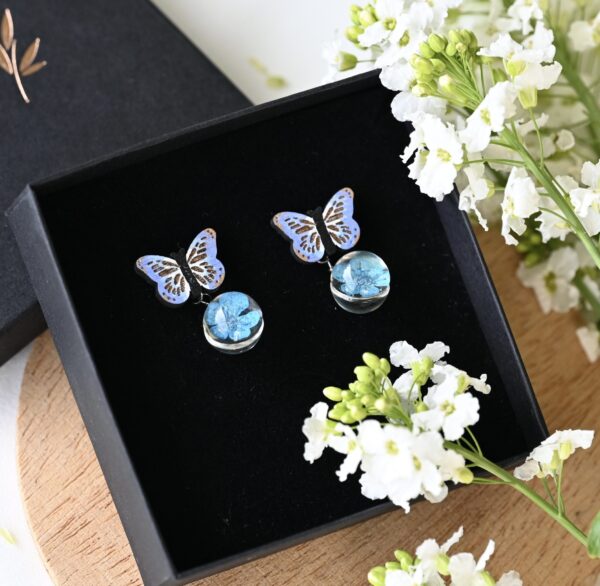 JO x TAIM Blue Cherry Blossom Butterfly Earrings