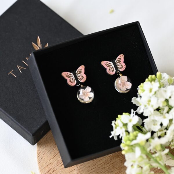 JO x TAIM Pink Cherry Blossom Butterfly Earrings