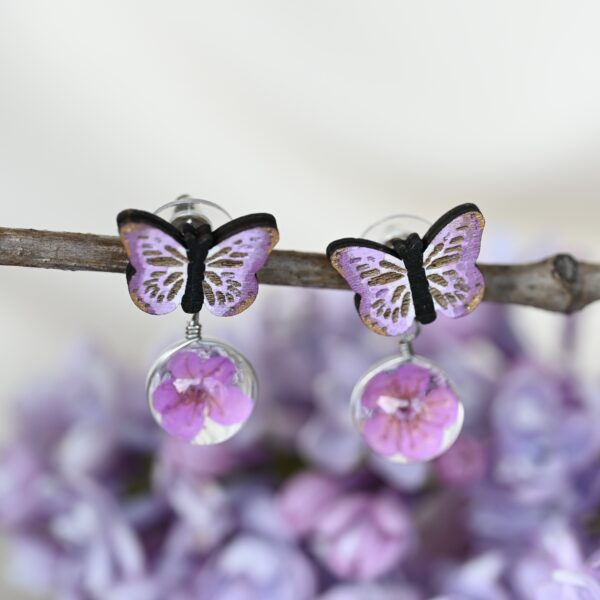 JO x TAIM Purple Cherry Blossom Butterfly Earrings