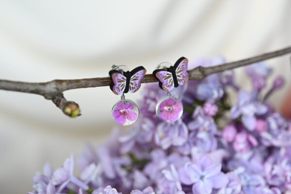 JO x TAIM Purple Cherry Blossom Butterfly Earrings - Image 4