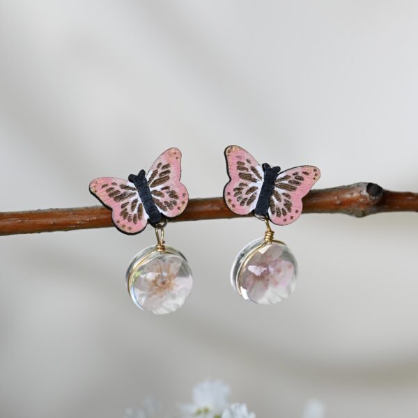JO x TAIM Pink Cherry Blossom Butterfly Earrings - Image 2