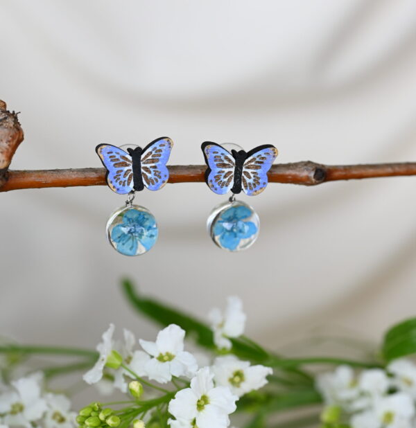 JO x TAIM Blue Cherry Blossom Butterfly Earrings - Image 2