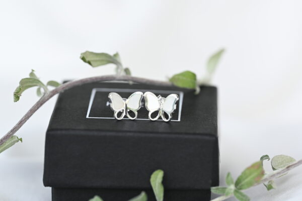 Kanela Silver Stud Earrings "Butterfly" - Image 4