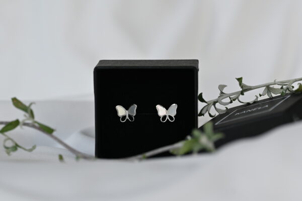 Kanela Silver Stud Earrings "Butterfly" - Image 3