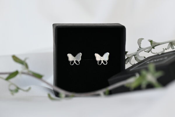 Kanela Silver Stud Earrings "Butterfly"