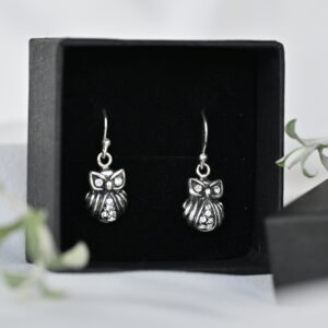 Kanela Silver Drop Earrings "Owl"