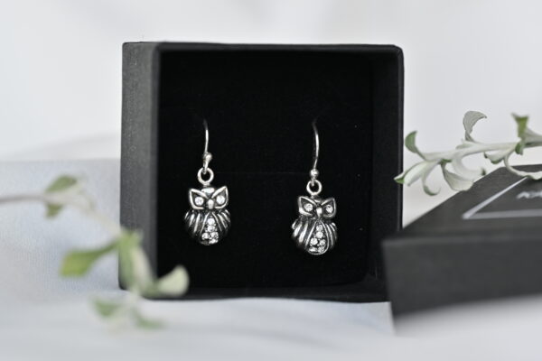 Kanela Silver Drop Earrings "Owl"
