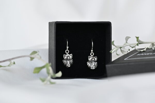 Kanela Silver Drop Earrings "Owl" - Image 2