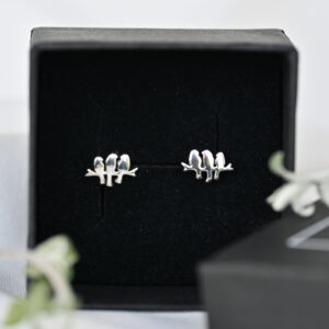 Kanela Silver Stud Earrings "Three Birds"