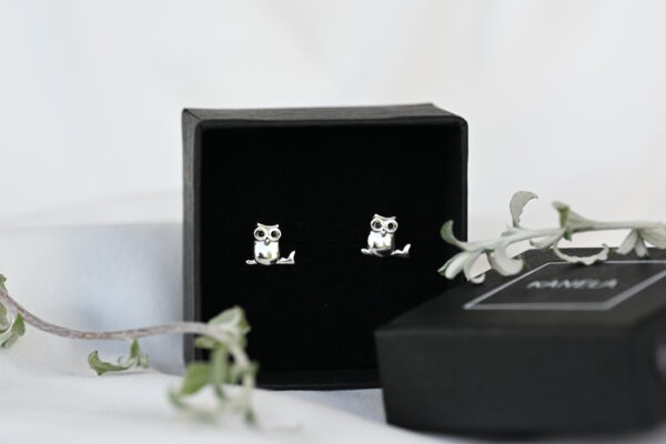 Kanela Silver Drop Earrings "Owl" - Image 2
